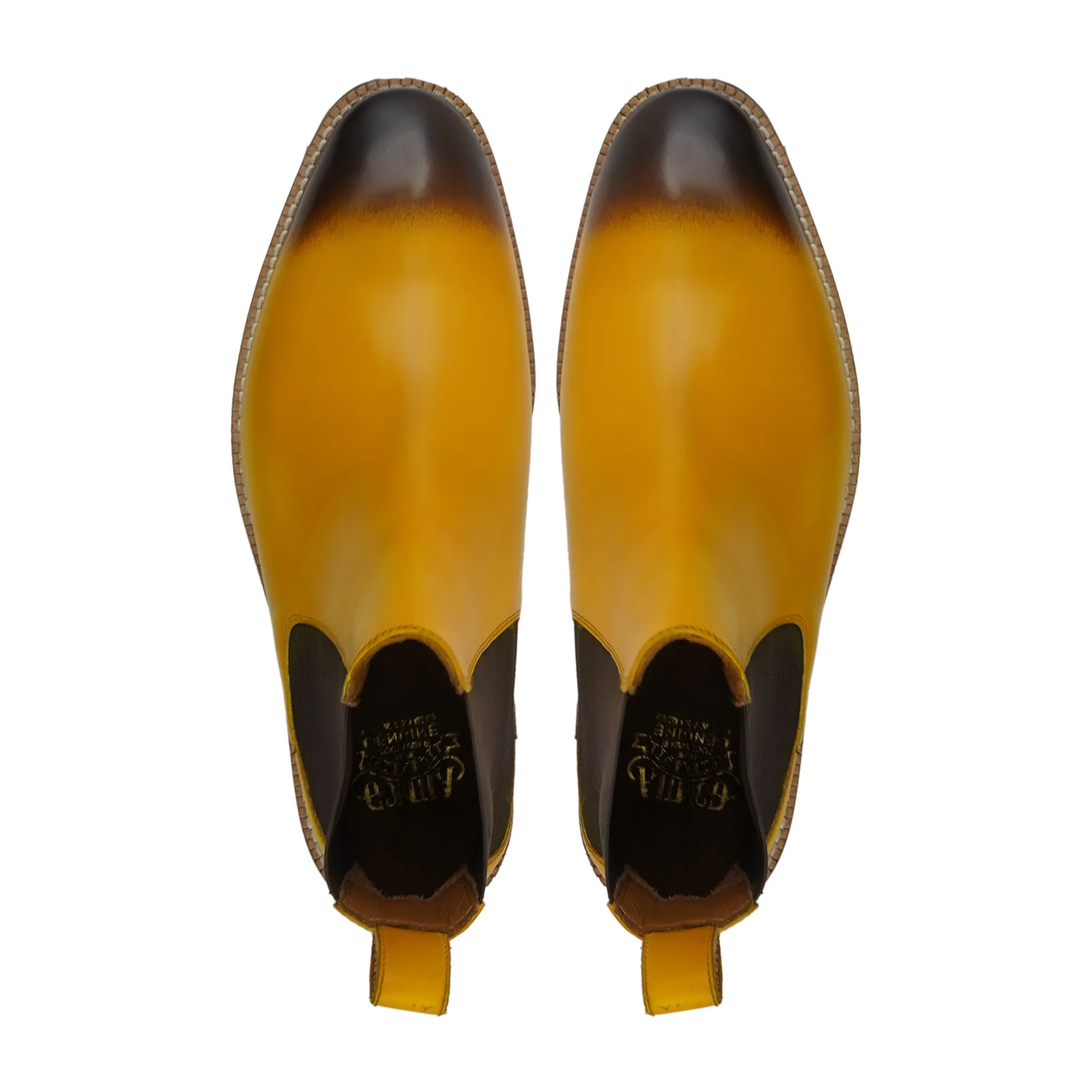 Abigal - Men's Burnished Yellow Calf Leather Chelsea Boot