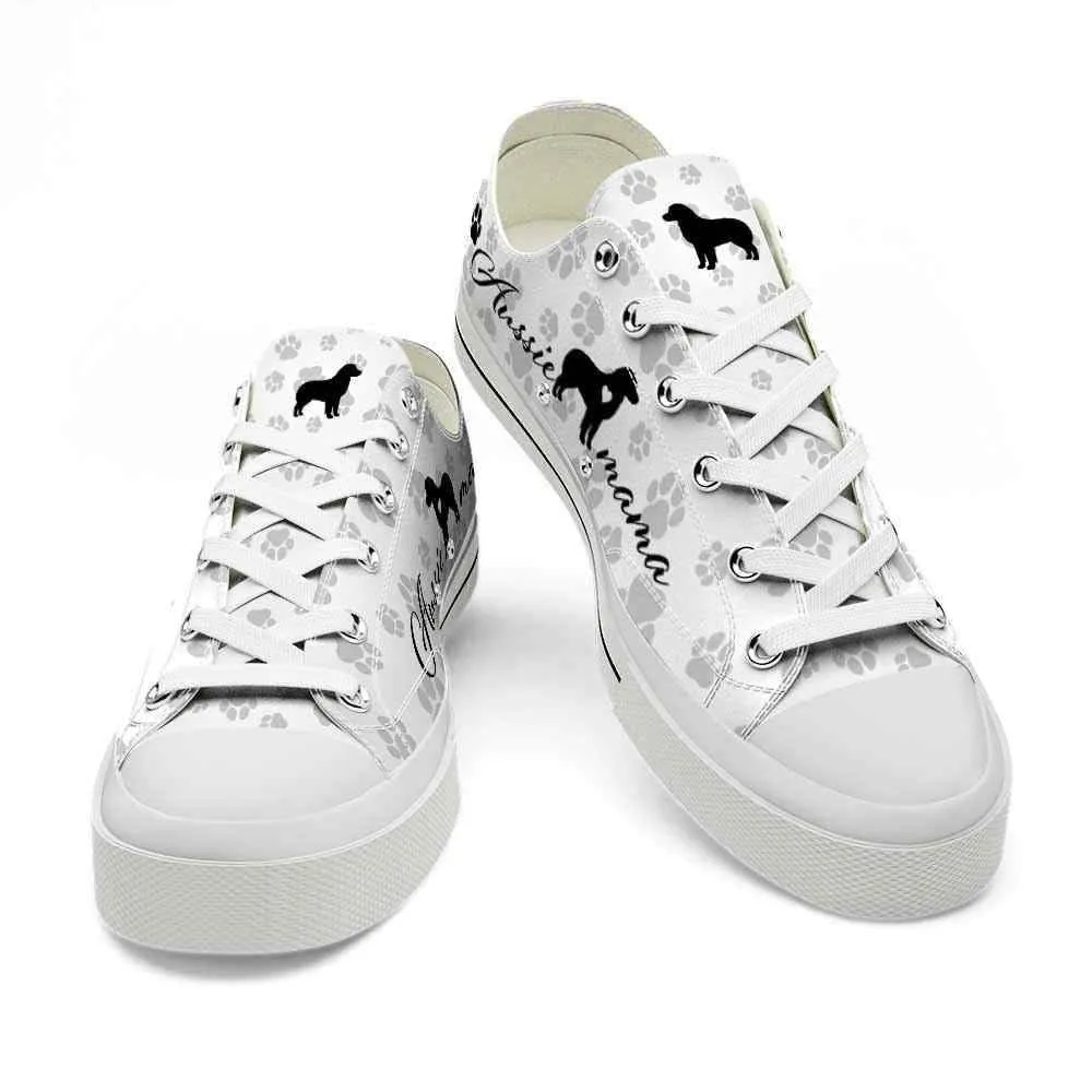 Aussie Paws Pattern Low Top Shoes - Happy International Dog Day Canvas Sneaker, Dog Printed Shoes, Canvas Shoes For Men, Women