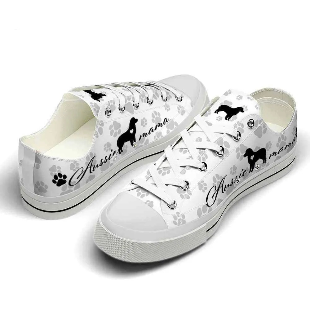 Aussie Paws Pattern Low Top Shoes - Happy International Dog Day Canvas Sneaker, Dog Printed Shoes, Canvas Shoes For Men, Women