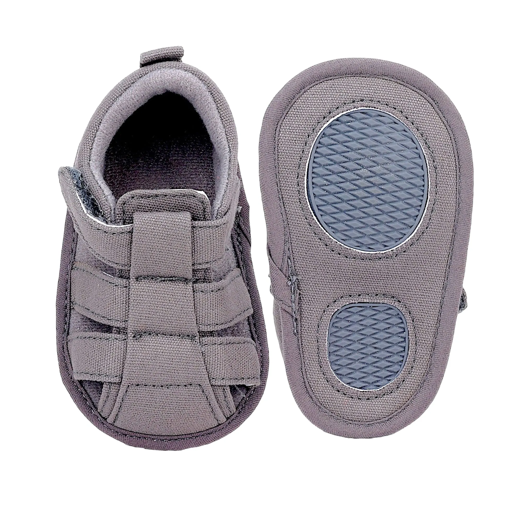 Baby Moo Stylish Breathable Velcro Straps Anti-Skid Sandals - Grey