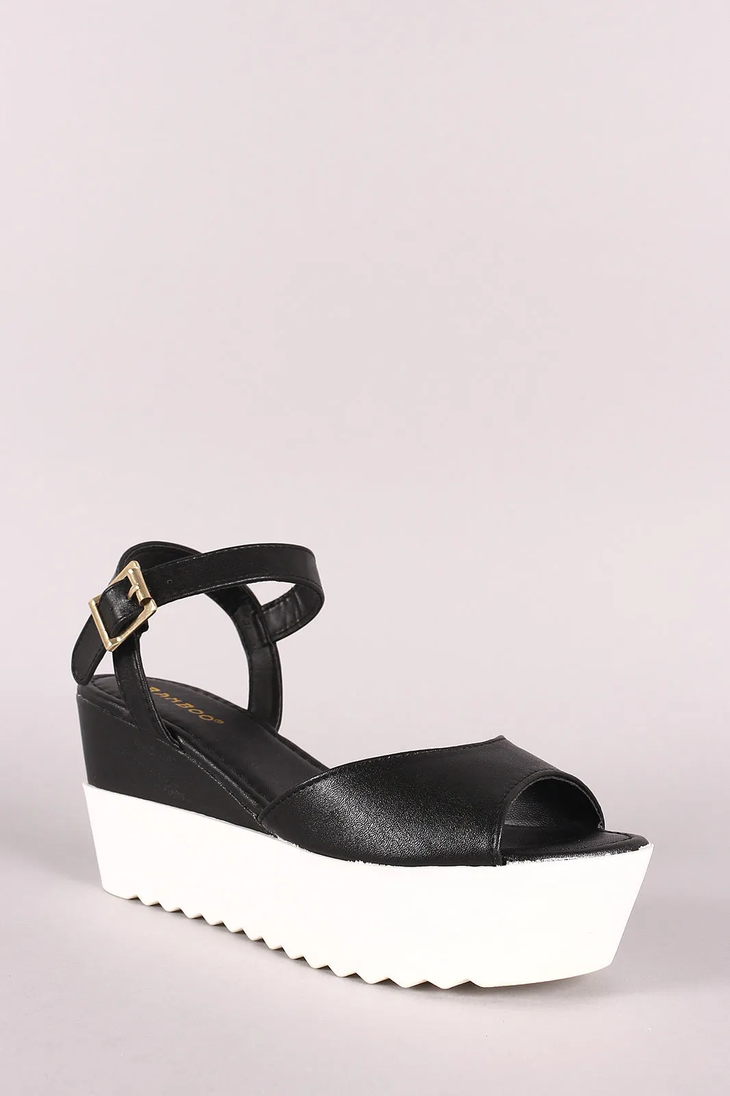 Bamboo Vegan Leather Flatform Wedge