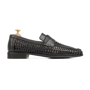 Barcelona - Men's Black Hand woven Calf Leather Loafer