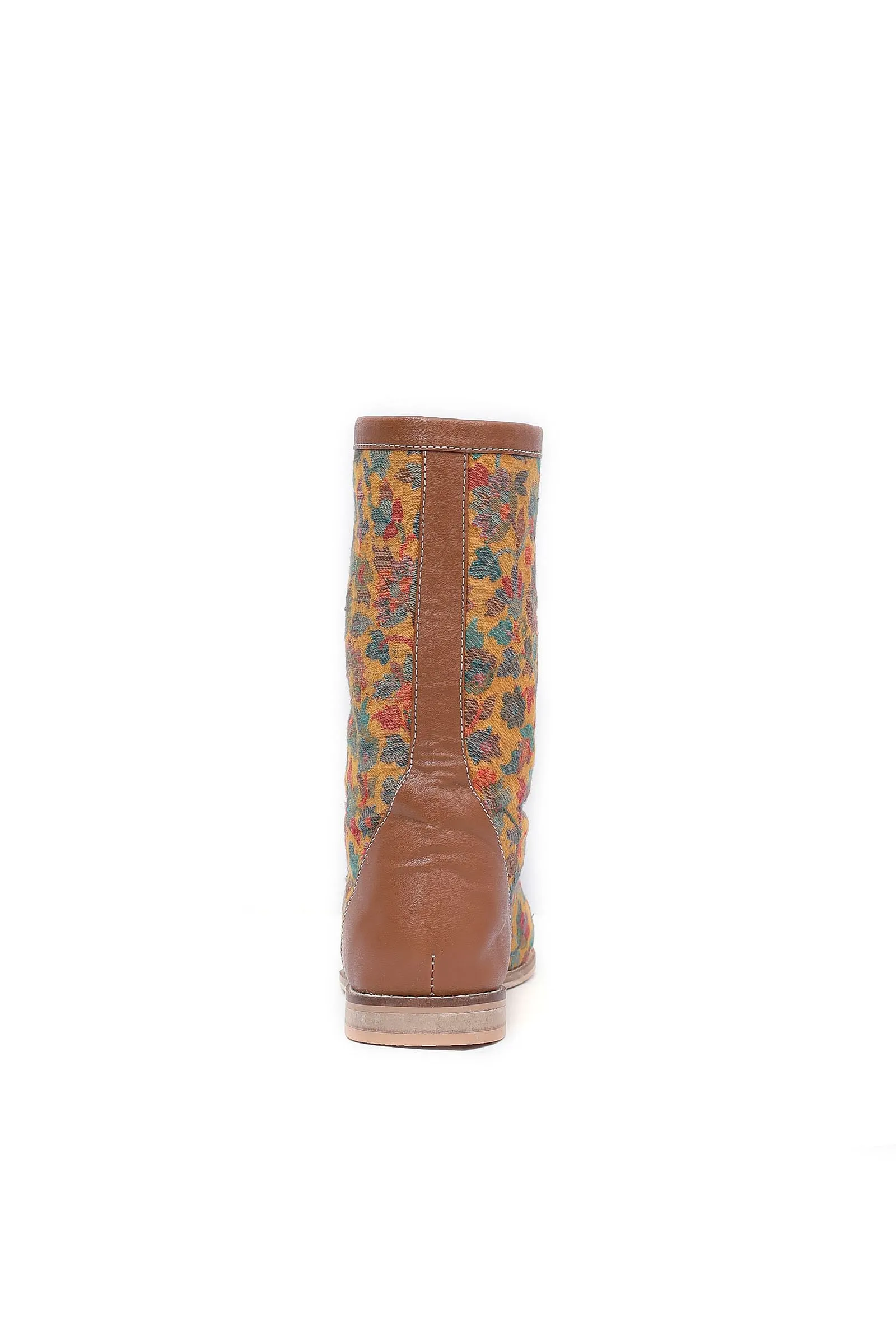 Brown Kani Embroidery Cruelty Free Leather Boots