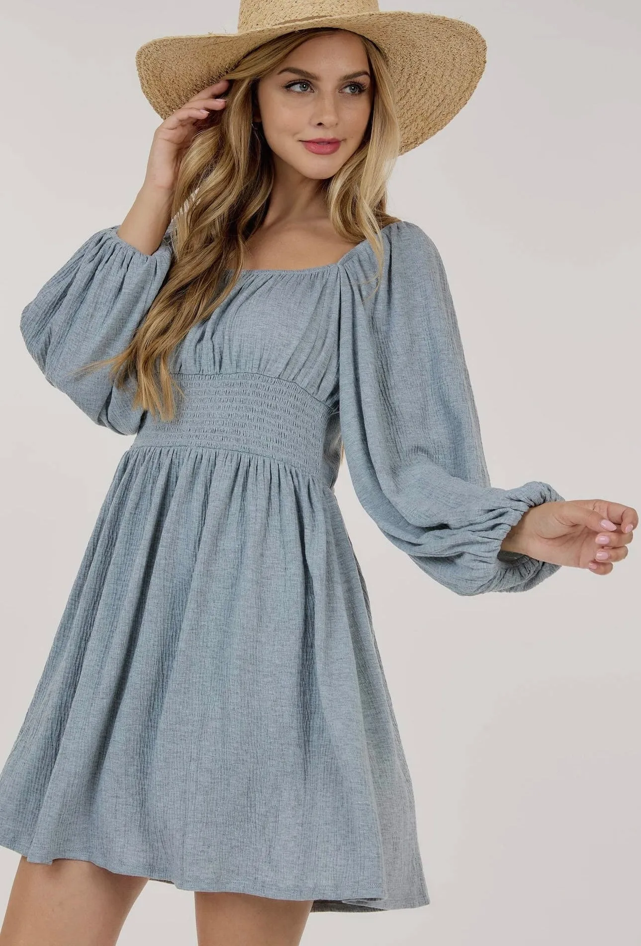 Bubble Sleeve Mini Dress