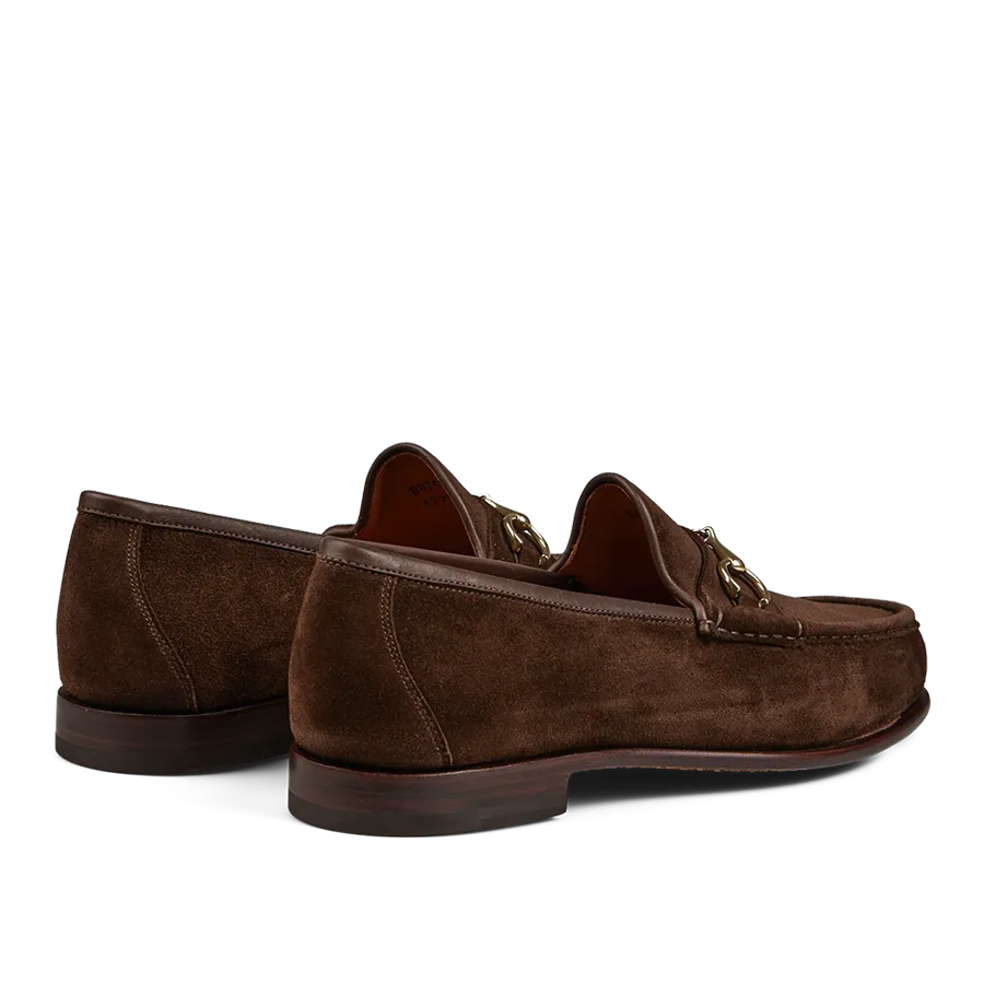 Chocolate Suede Leather Xim Horsebit Loafers