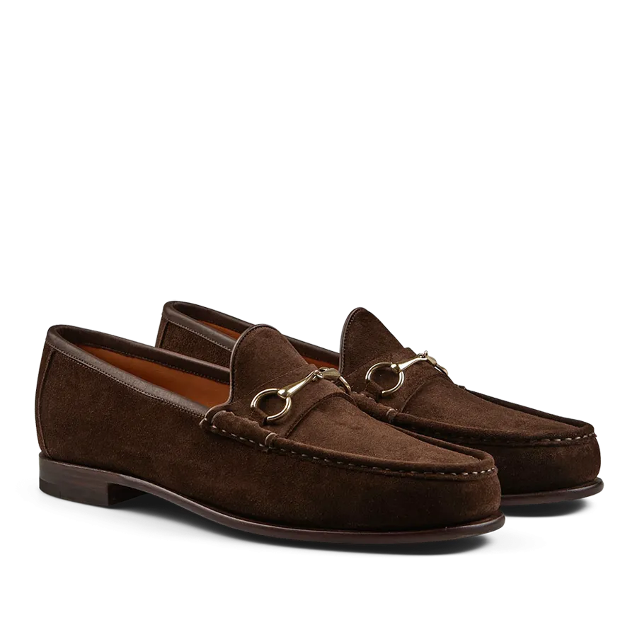 Chocolate Suede Leather Xim Horsebit Loafers