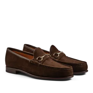 Chocolate Suede Leather Xim Horsebit Loafers