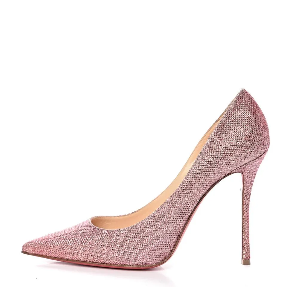 Christian Louboutin Pink Glitter Tisse So Kate 120 Poudre Pumps EU 40.5