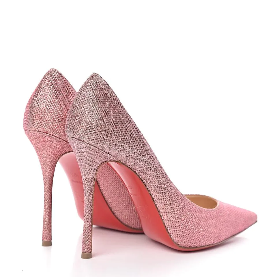 Christian Louboutin Pink Glitter Tisse So Kate 120 Poudre Pumps EU 40.5