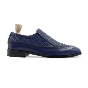 Denton - Men's Blue Hand Woven Calf Leather Loafer