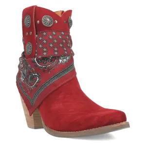 Dingo Womens Bandida Red Suede Fashion Boots