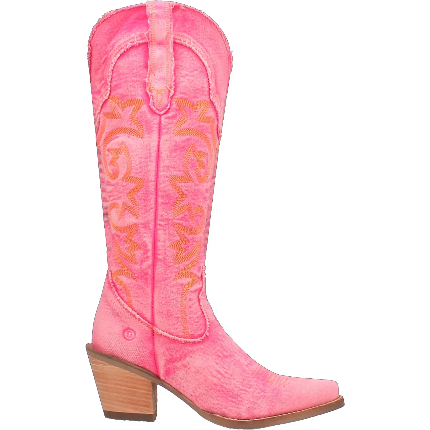 Dingo Womens Texas Tornado Pink Denim Fashion Boots