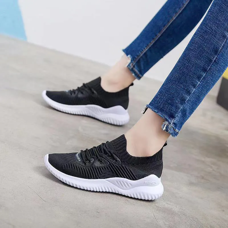 Flying Woven Mesh Sports Shoes Women Spring And Autumn New Breathable Casual Soft Sole Lightweight Running Shoes Summer