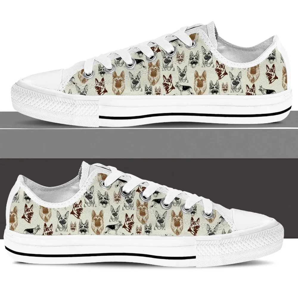 German Shepherd Low Top Shoes - Low Top Sneaker, Dog Printed Shoes, Canvas Shoes For Men, Women