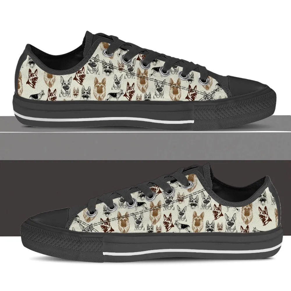 German Shepherd Low Top Shoes - Low Top Sneaker, Dog Printed Shoes, Canvas Shoes For Men, Women