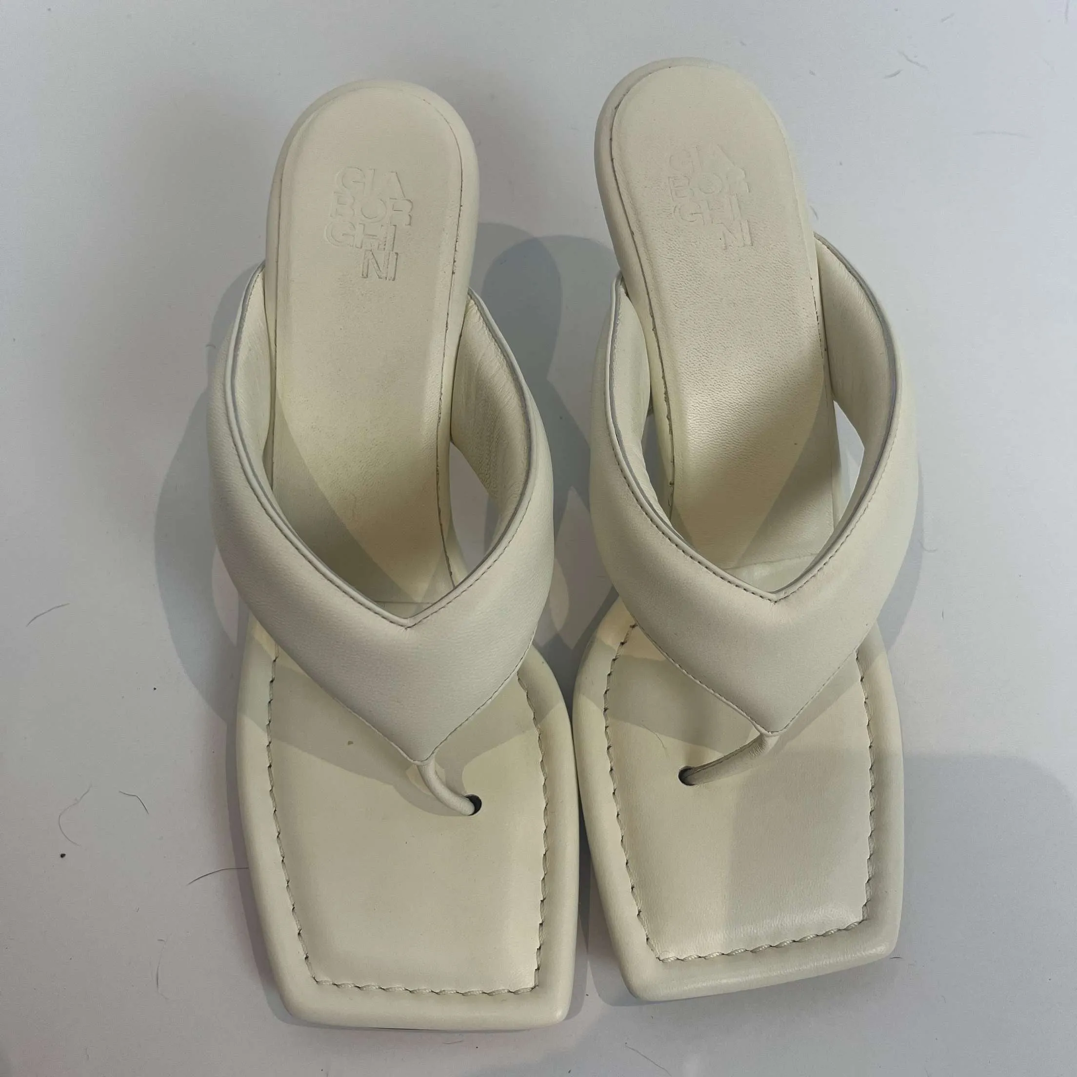 Gia Borghini £597 Ivory Padded Leather Gia 6 Heel Sandals 39