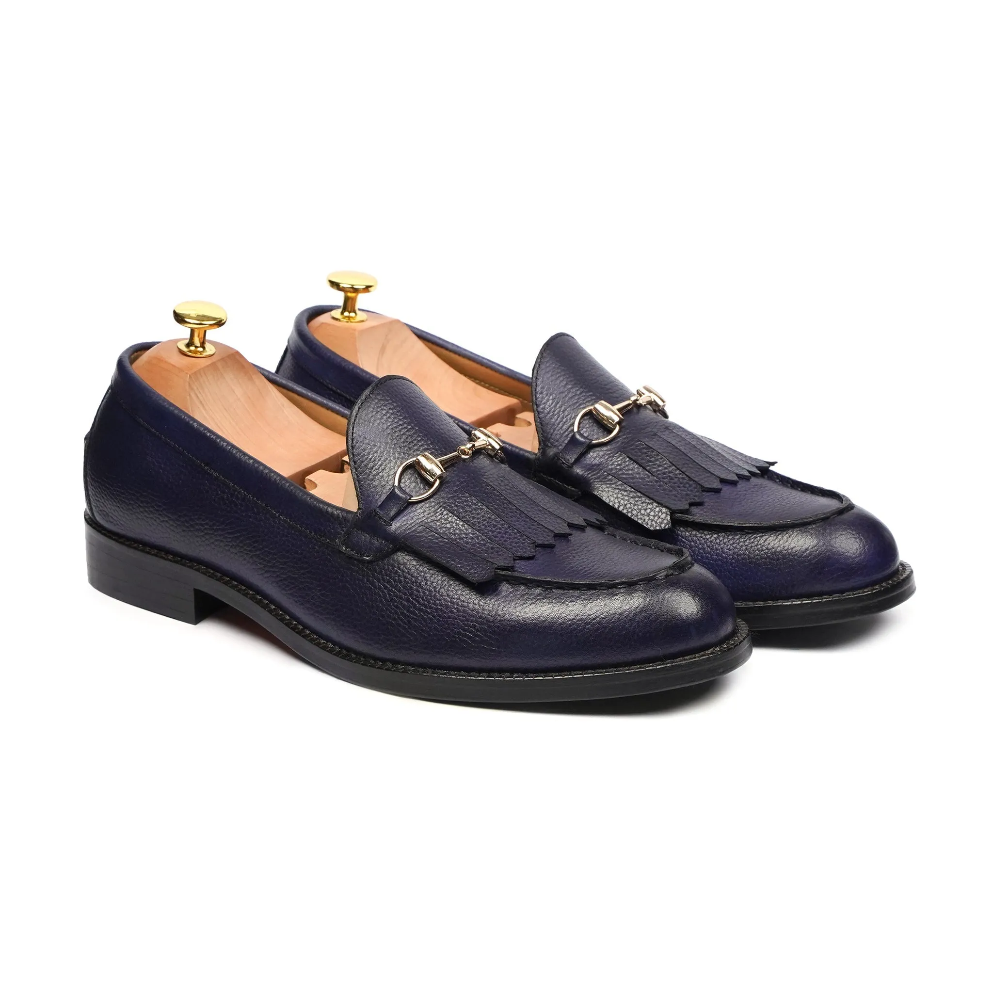 Gorizia - Men's Dark Blue Pebble Grain Leather Loafer