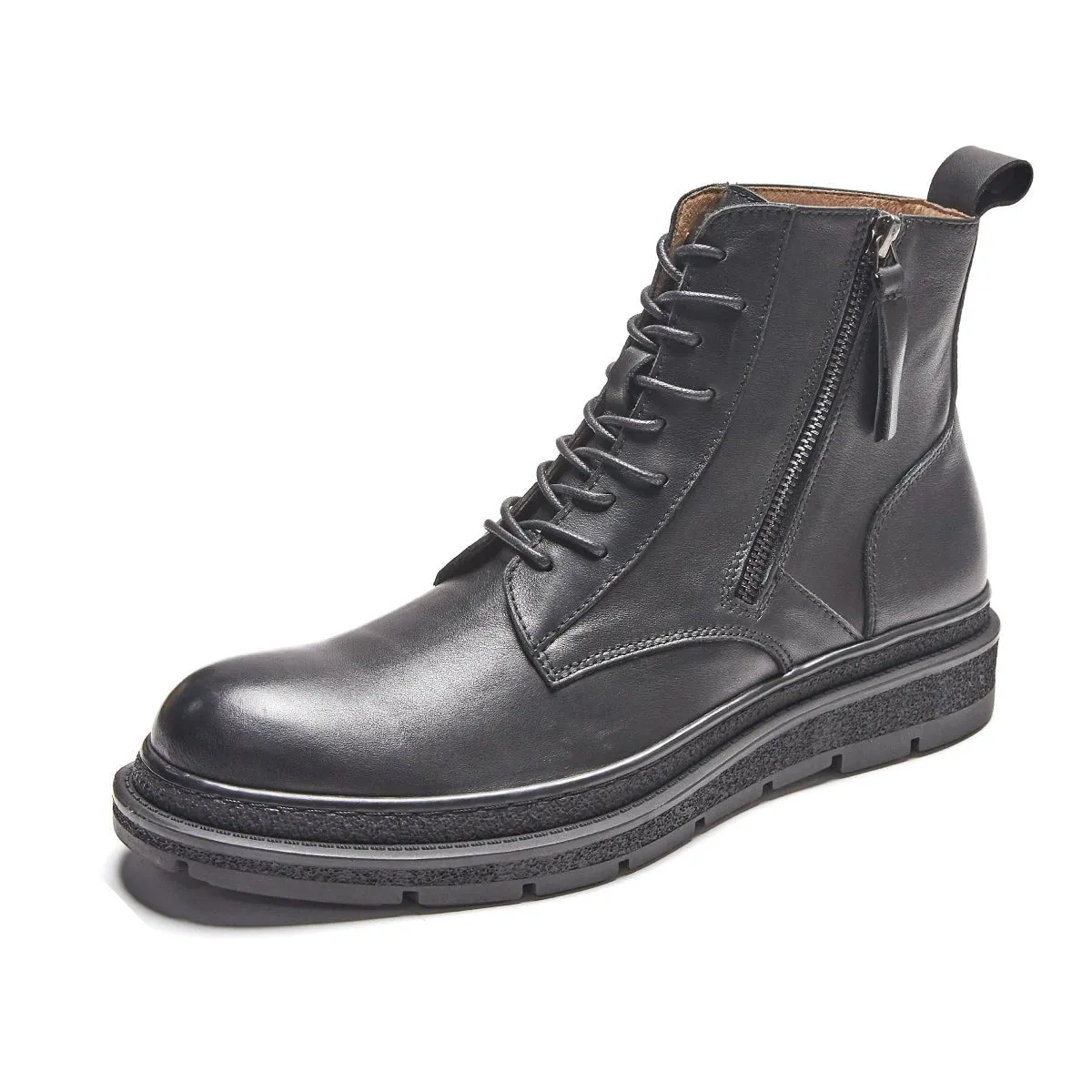 Handsome Heritage Zippers Deco Black Lace Up Leather Boots