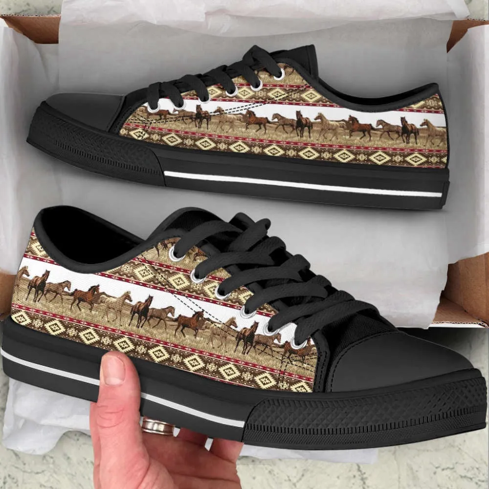 Horse Fabric Patterns Low Top Shoes Canvas Print Lowtop Casual Shoes, Animal Print Canvas Shoes, Print On Canvas Shoes