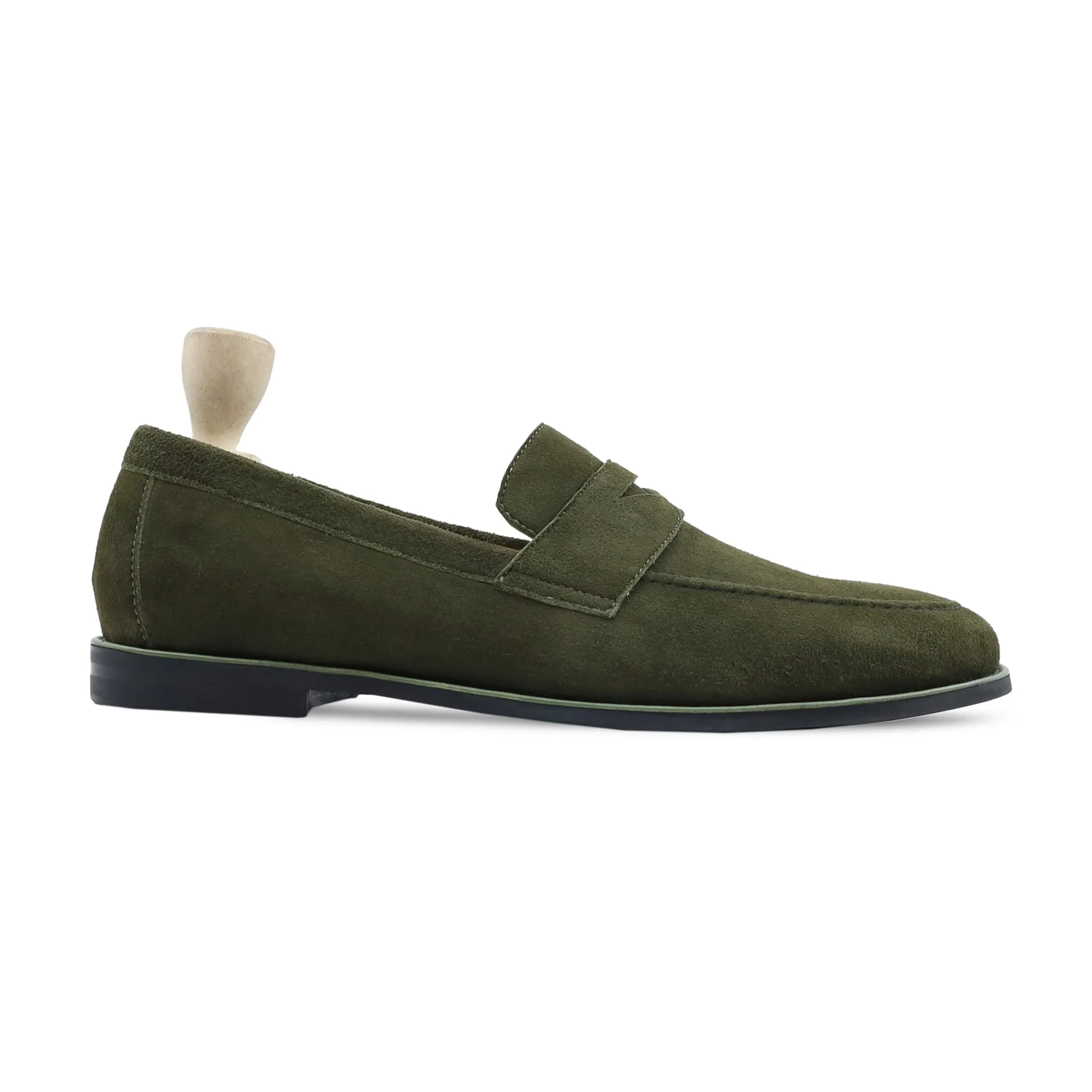 Karlstad - Men's Olive Green Kid Suede Loafer