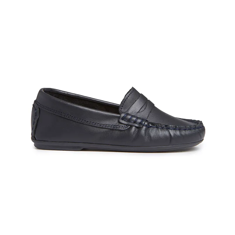 Leather Penny Loafers In Navy