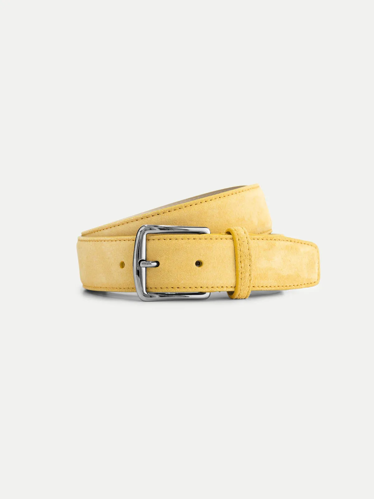 Light Yellow Suede Leather Belt