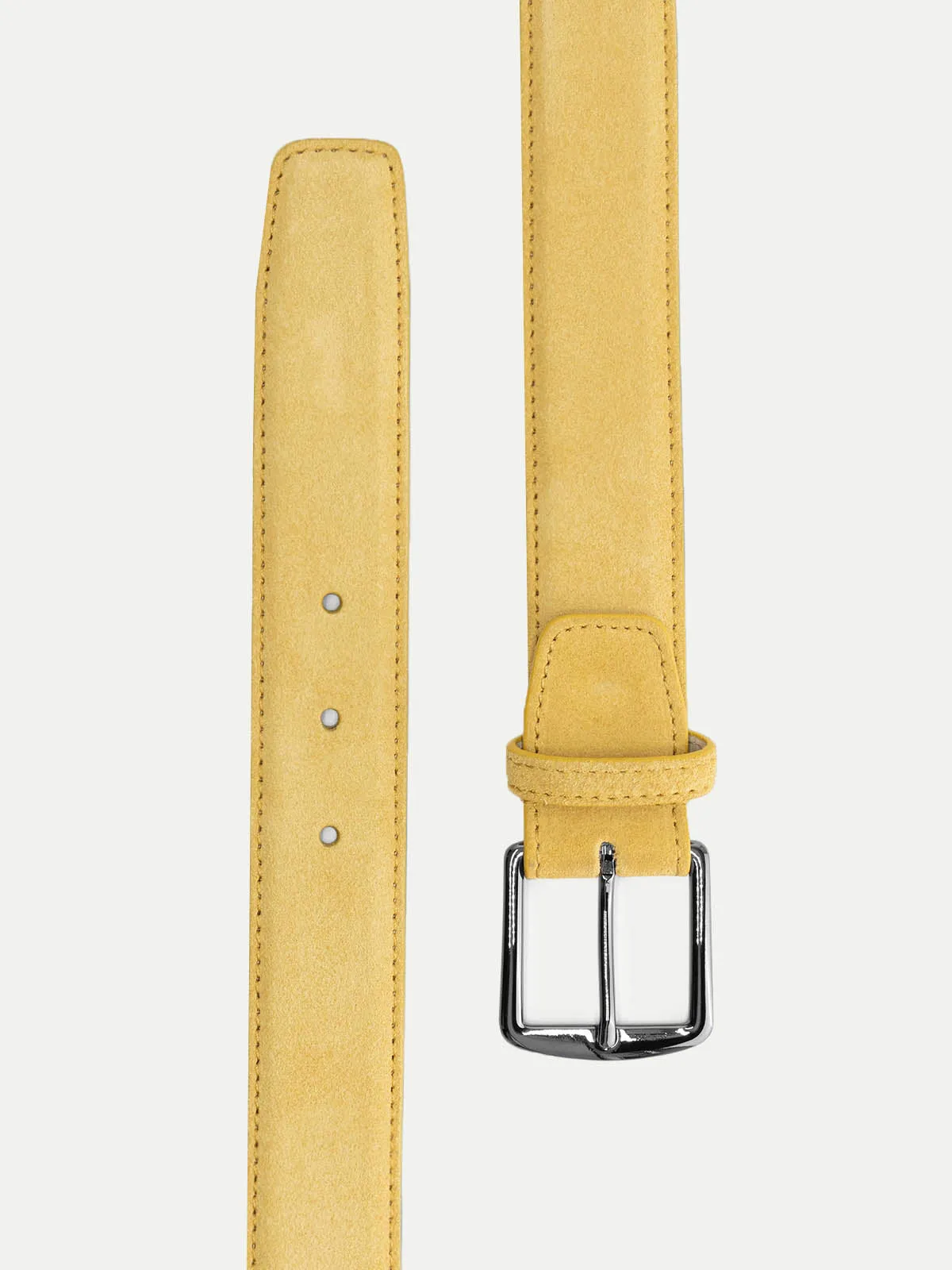 Light Yellow Suede Leather Belt