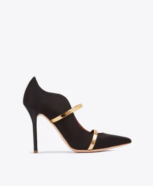 Maureen 100 Black & Gold Satin Pumps