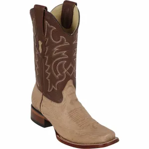 Mens Square Toe Smooth Ostrich Western Boots