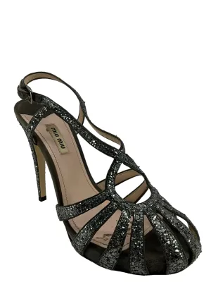 Miu Miu Embellished Leather Sandals Size 10