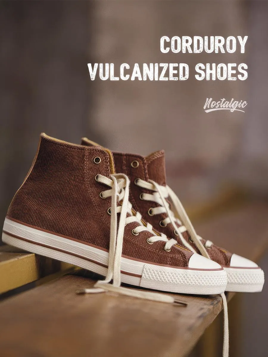 Nostalgic Corduroy High-top Canvas Shoes