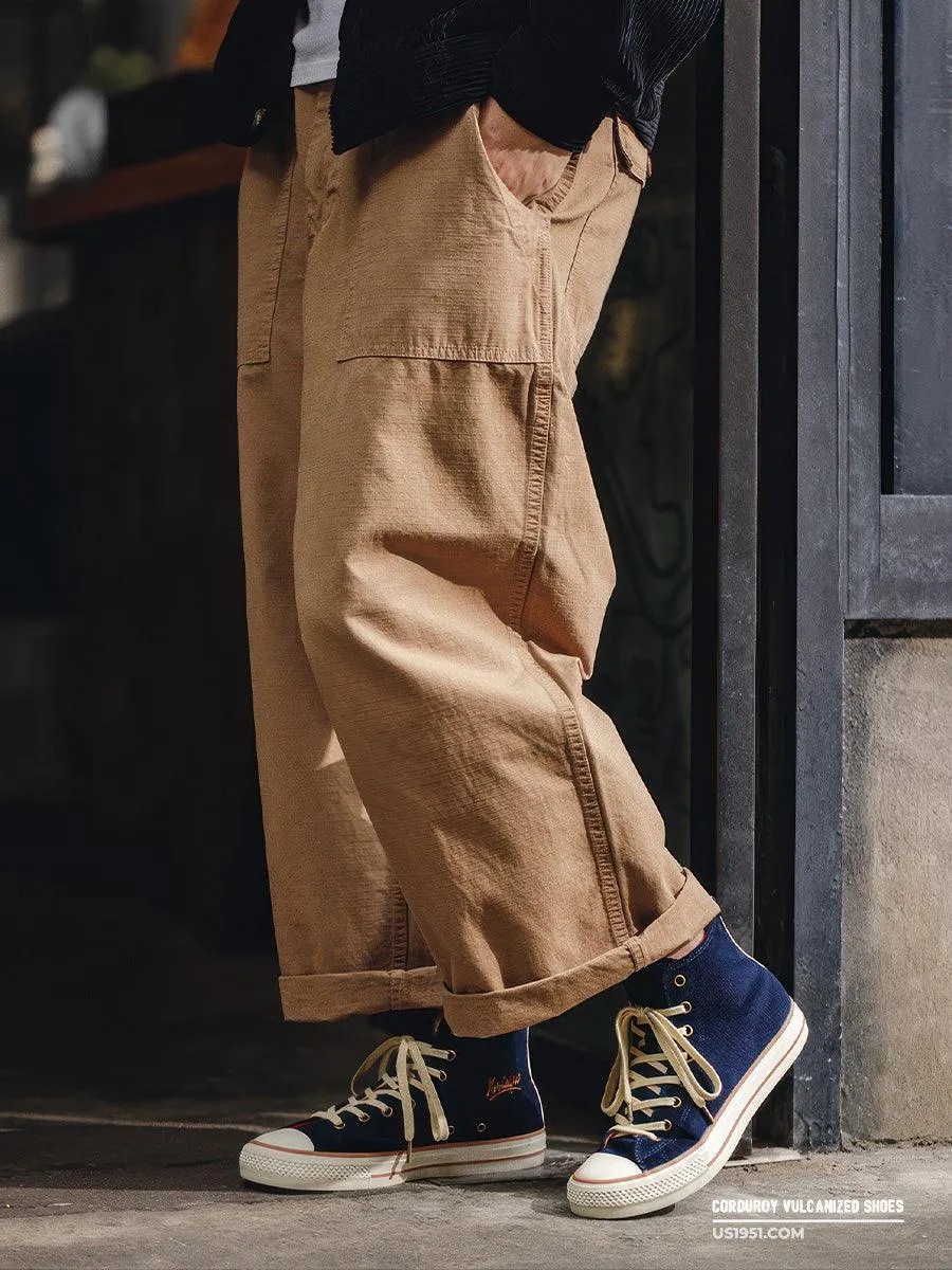 Nostalgic Corduroy High-top Canvas Shoes