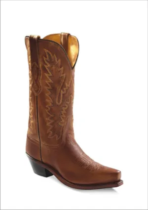 Old West Tan Canyon Womens All Leather 12in Snip Toe Cowboy Western Boots 6.5 B