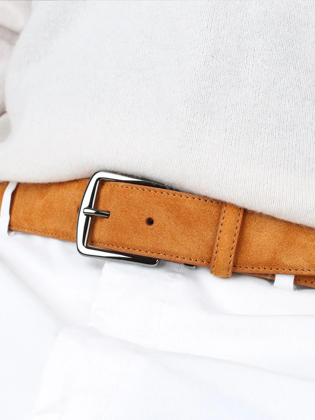 Orange Suede Leather Belt