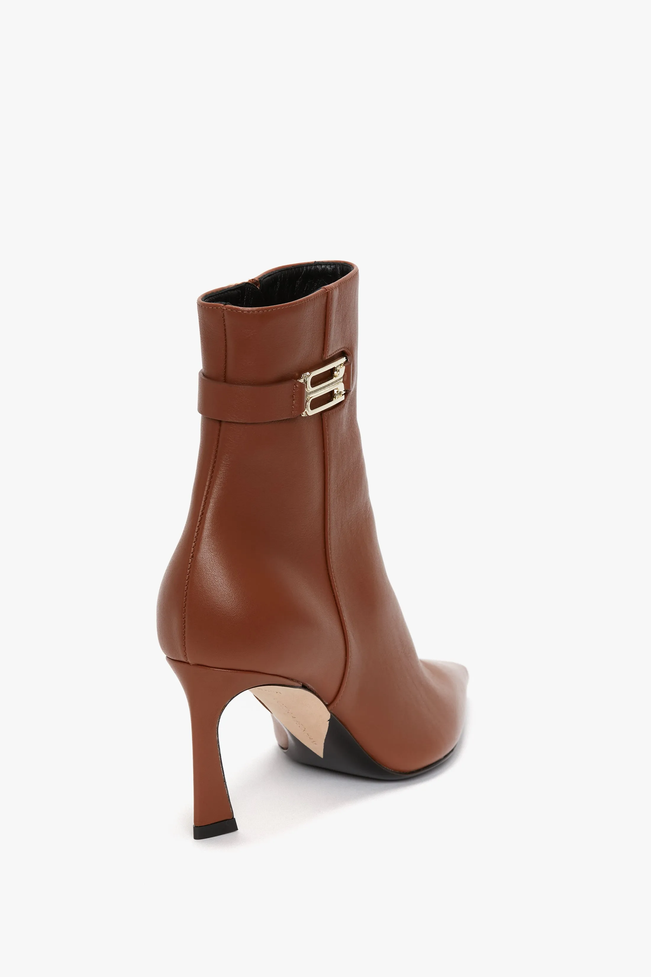 Pointed Toe Half Boot In Tan Leather