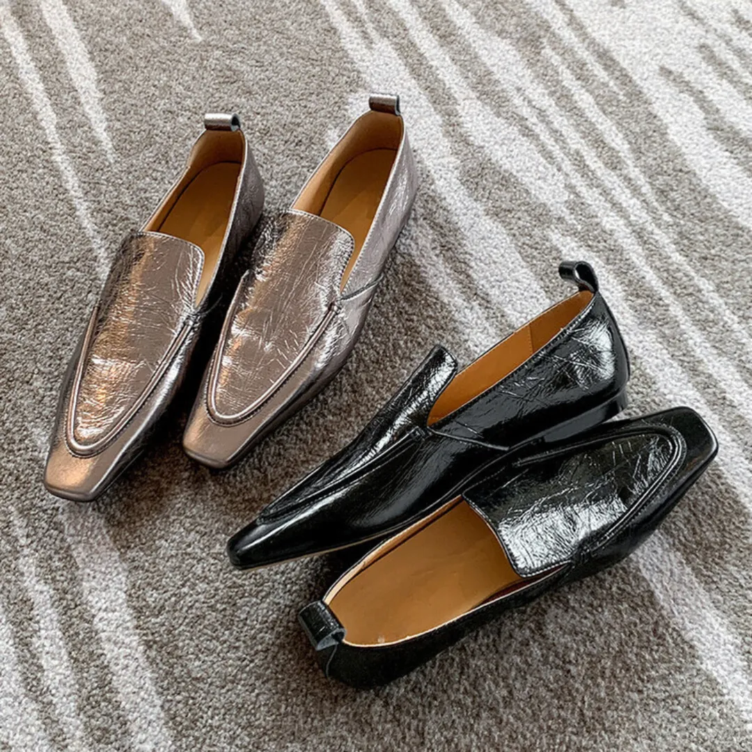 Pre Order:  Retro Flat Bottom Leather Loafers