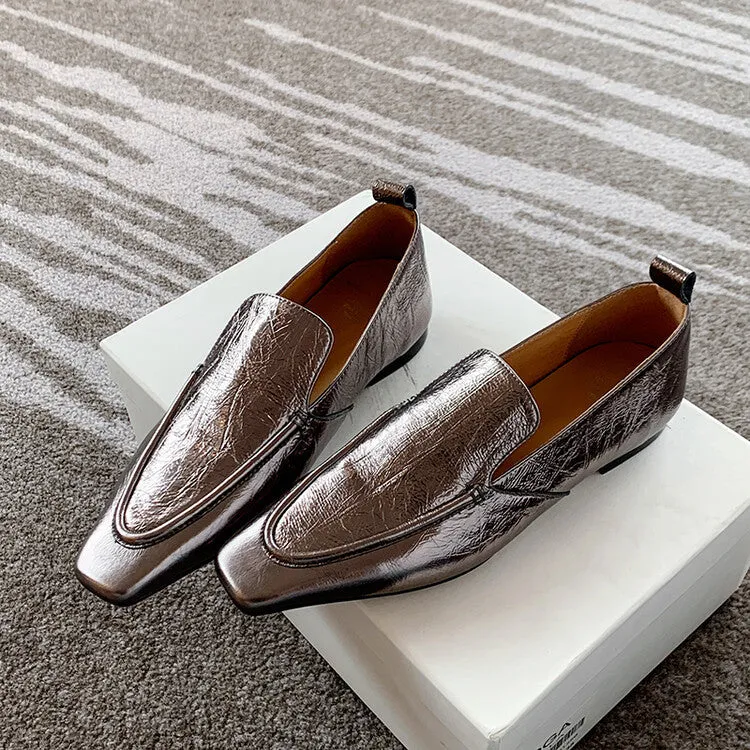 Pre Order:  Retro Flat Bottom Leather Loafers