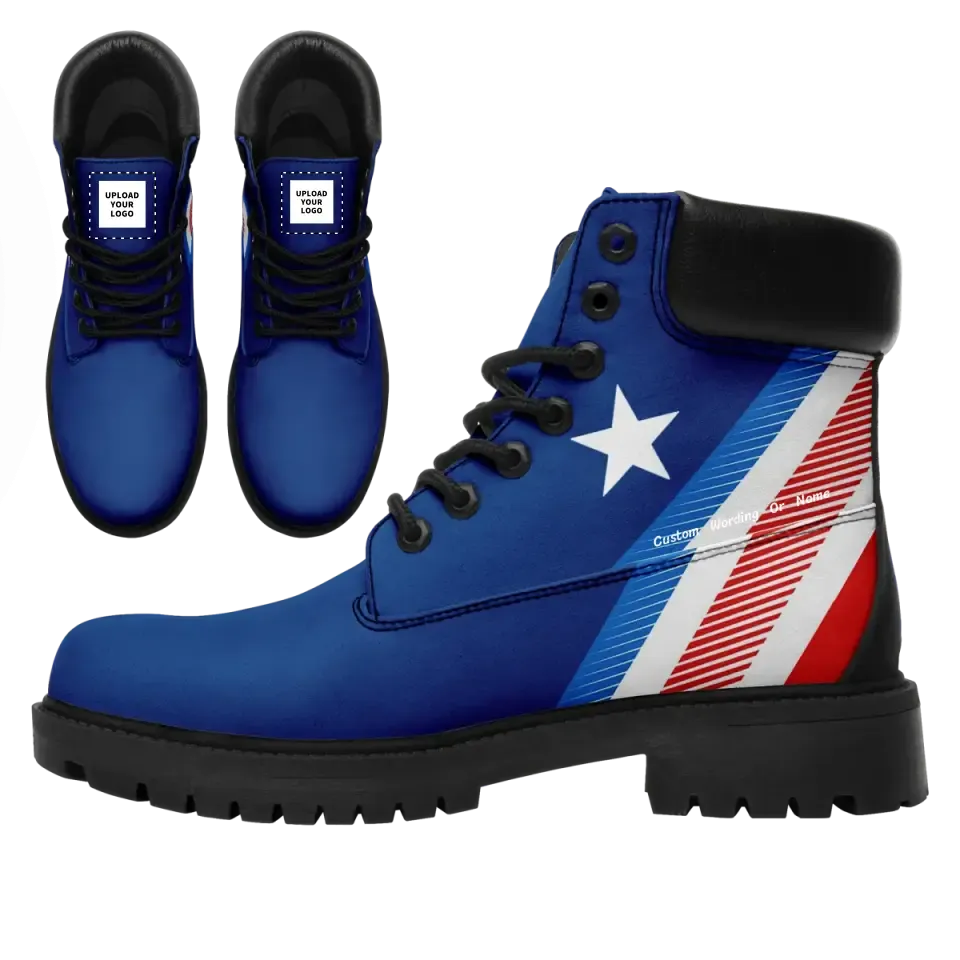 Professional thank you gifts, Personalized Texas Flag Boots, Custom Stylish Leather Boots,Unisex  Combat Boots,TB-24020029-1