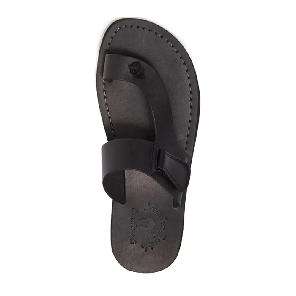 Rafael - Leather Velcro Strap Sandal | Black