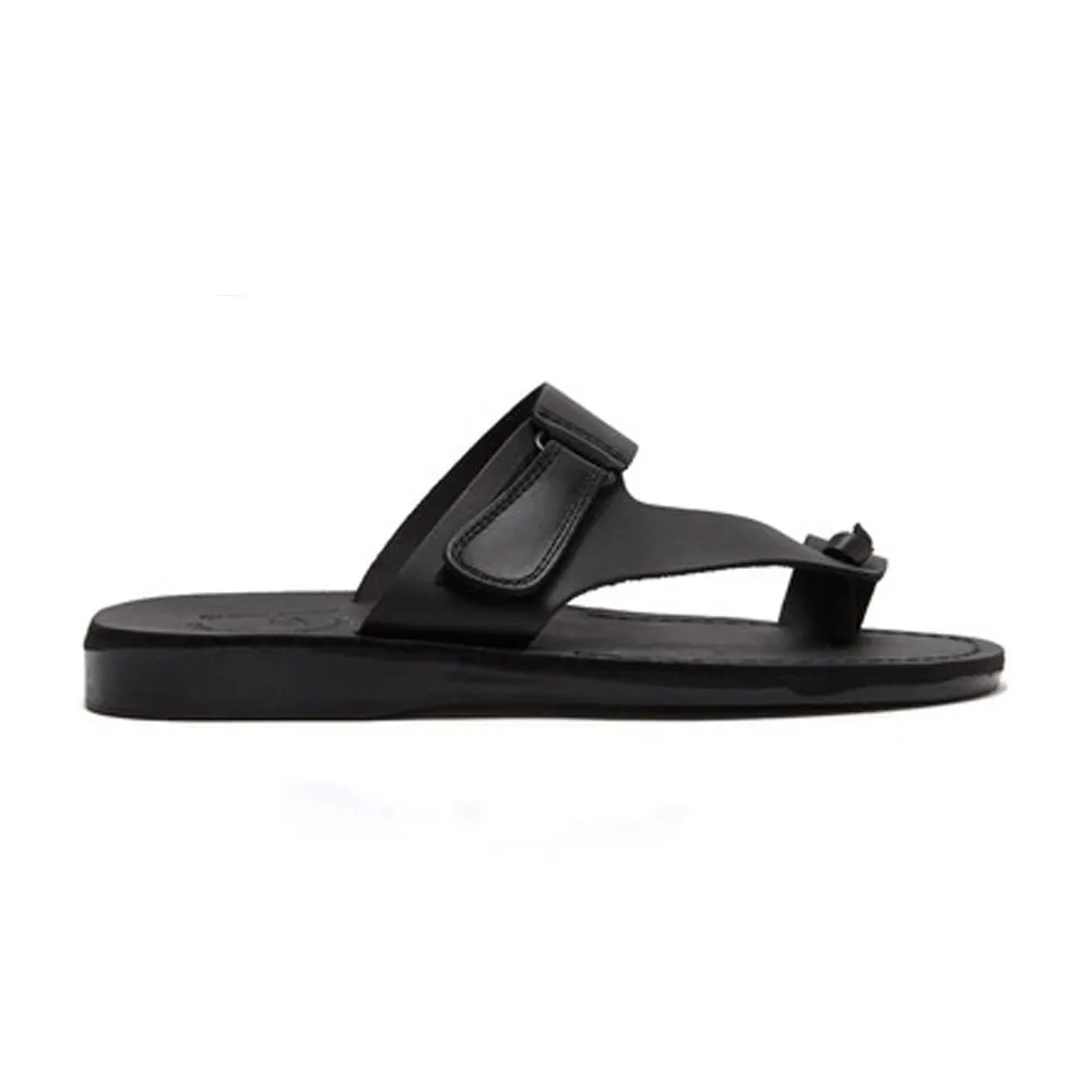 Rafael - Leather Velcro Strap Sandal | Black