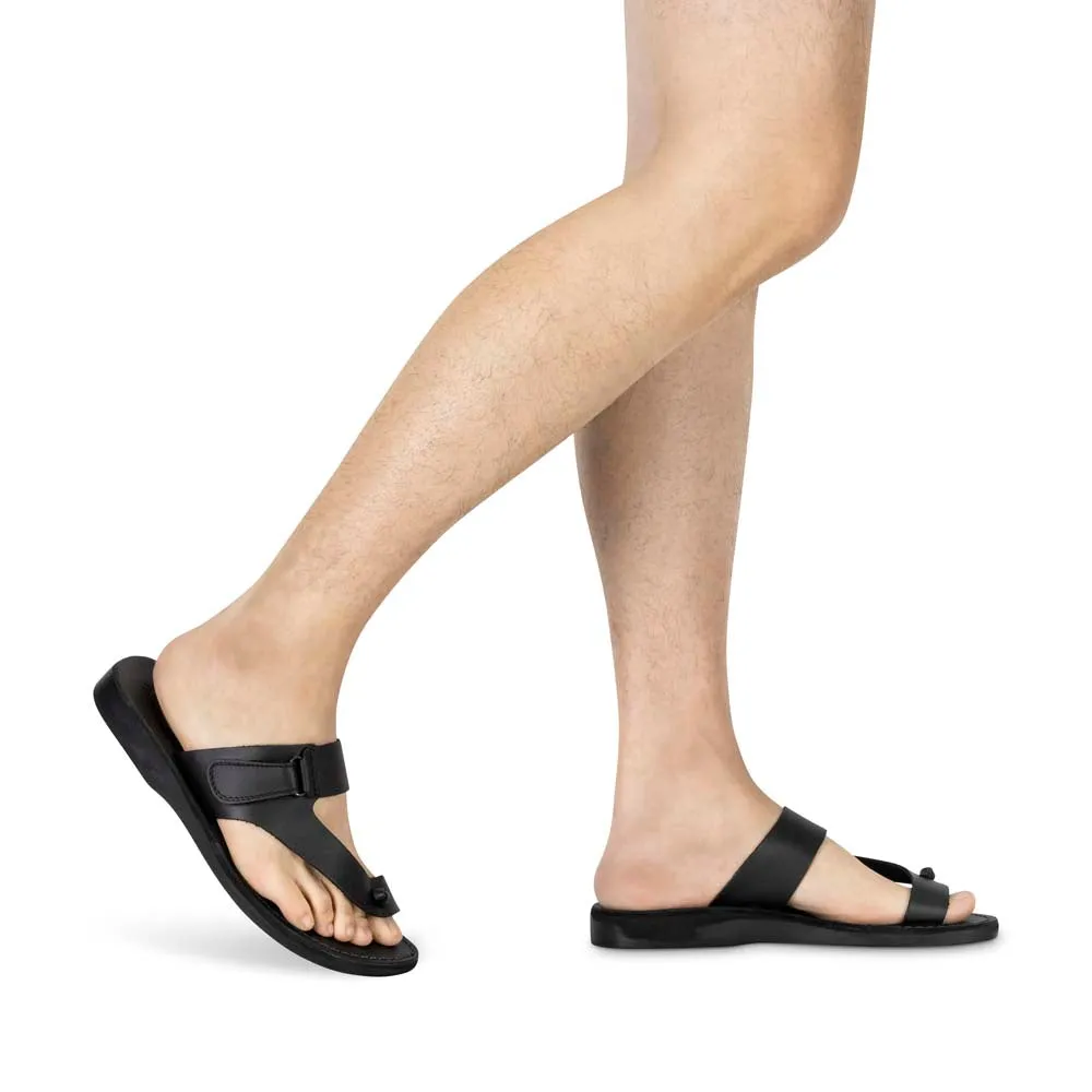 Rafael - Leather Velcro Strap Sandal | Black