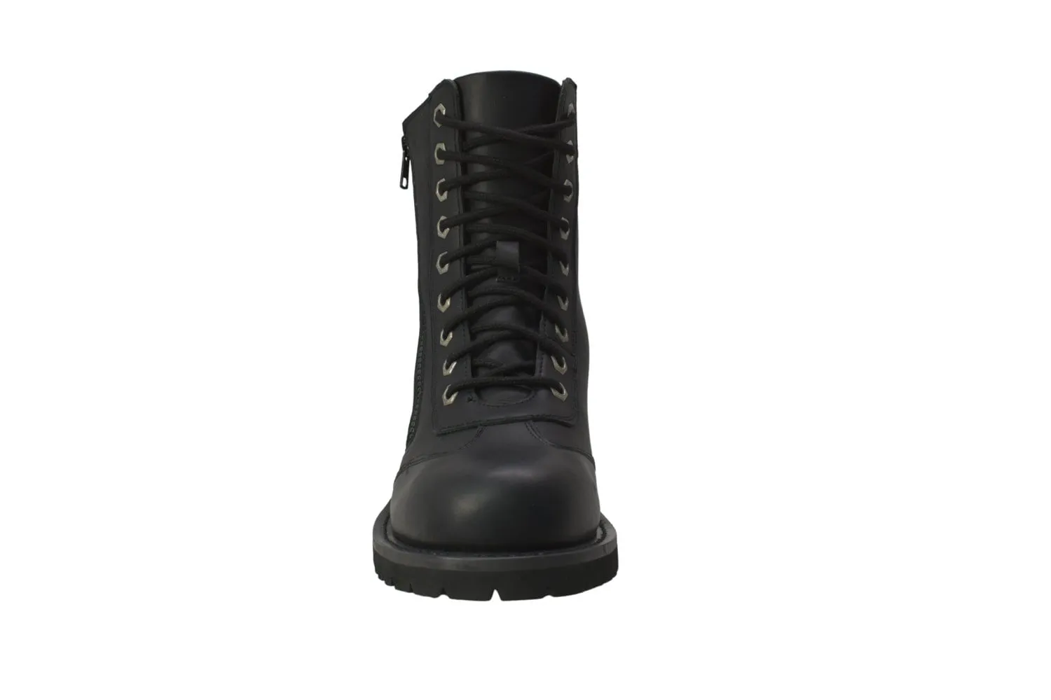 RideTecs Womens 8in Zipper Biker Black Military Boots