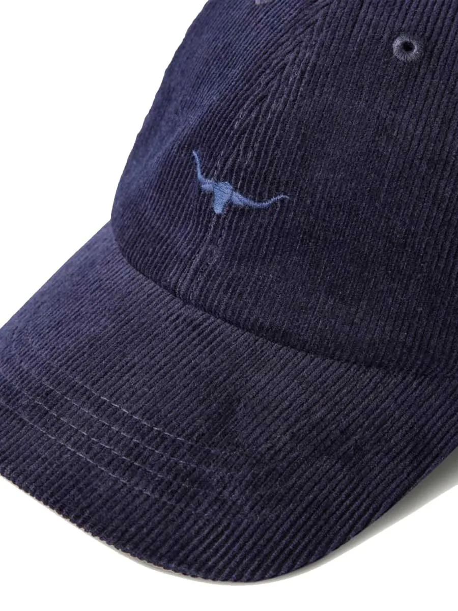 RM WILLIAMS Cap - Longhorn Steers Head Mini Logo - Navy Corduroy