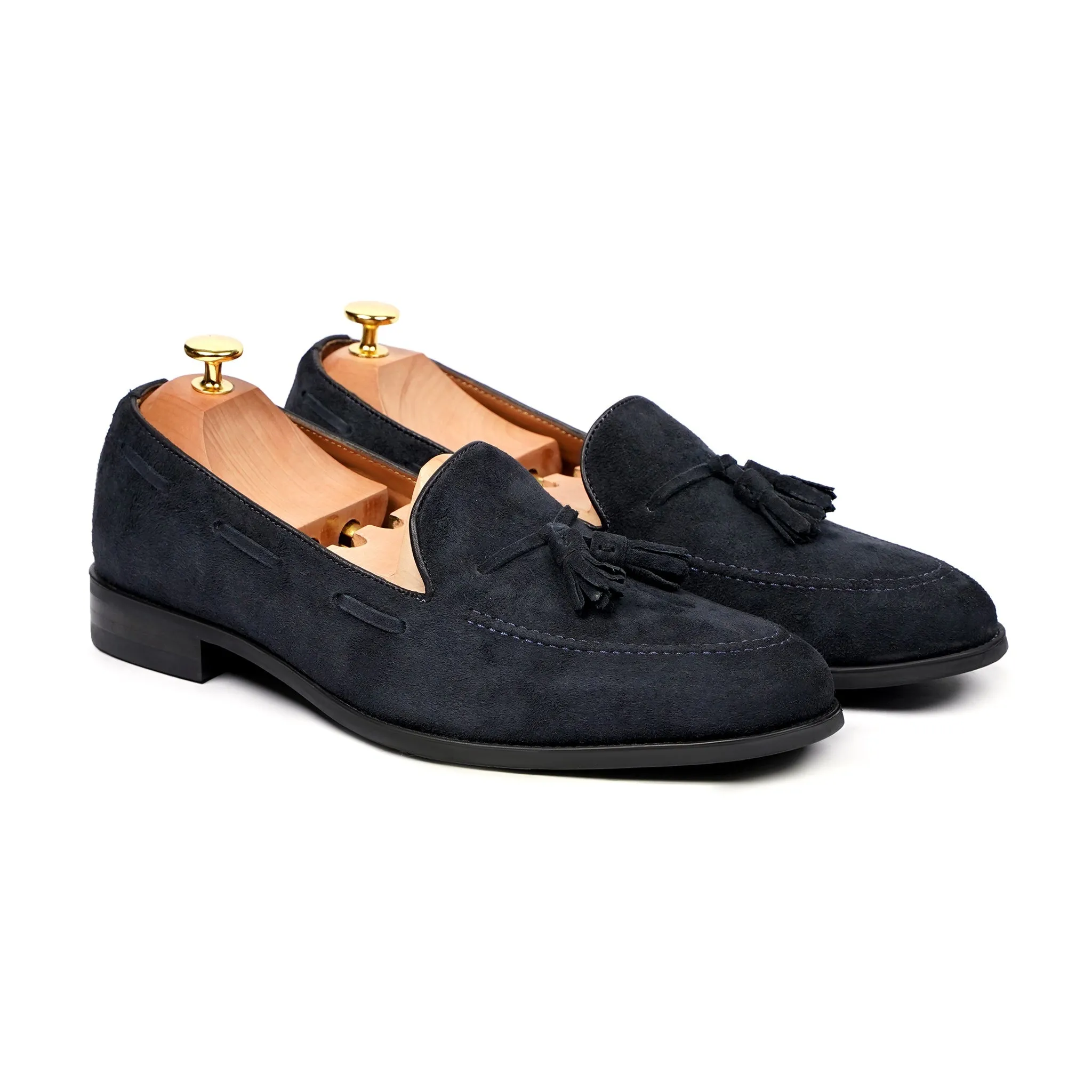 Rome - Men's Navy Blue Kid Suede Loafer