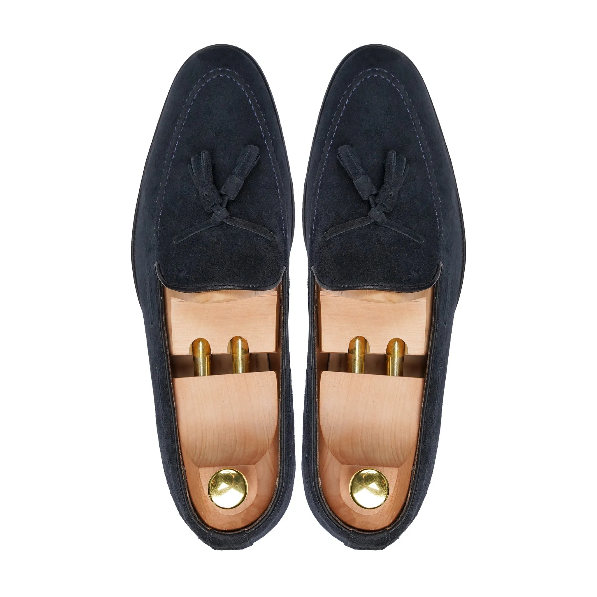 Rome - Men's Navy Blue Kid Suede Loafer