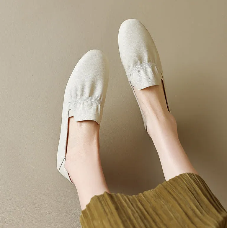 Round Toe Flat Heel Slip-On Shoes