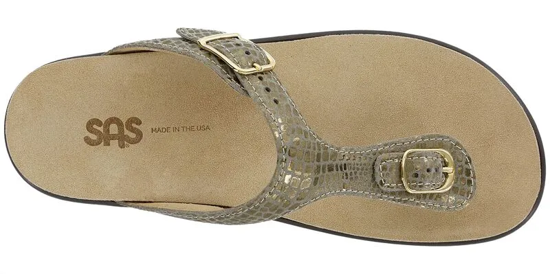 SAS Women's Sanibel T-Strap Slide Sandal OLIVE GOLD