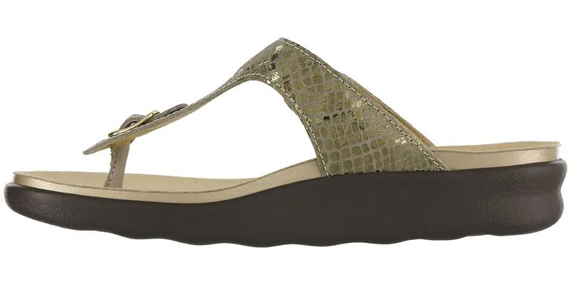 SAS Women's Sanibel T-Strap Slide Sandal OLIVE GOLD