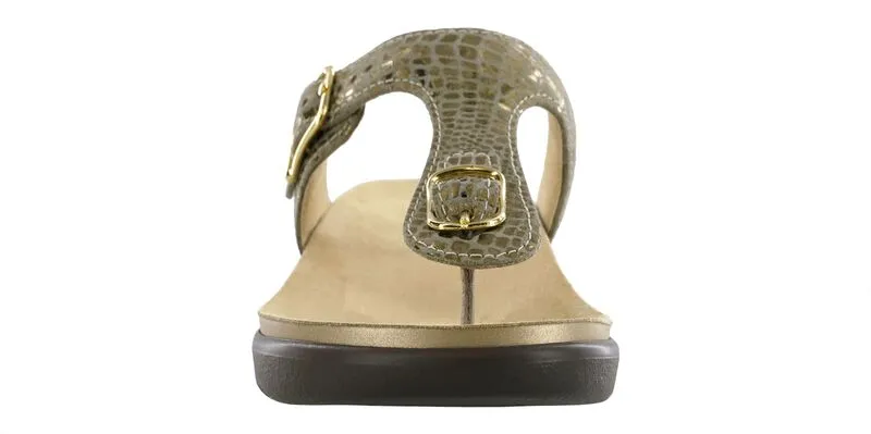 SAS Women's Sanibel T-Strap Slide Sandal OLIVE GOLD