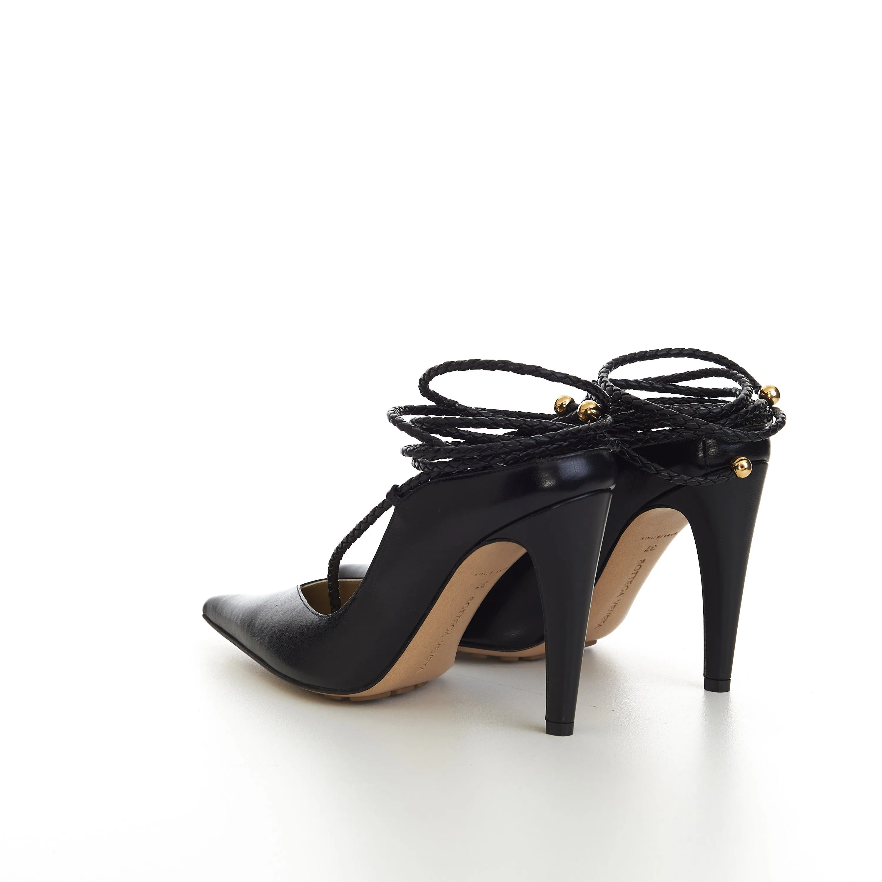 Spritz Strap Open Back Pumps In Black Leather